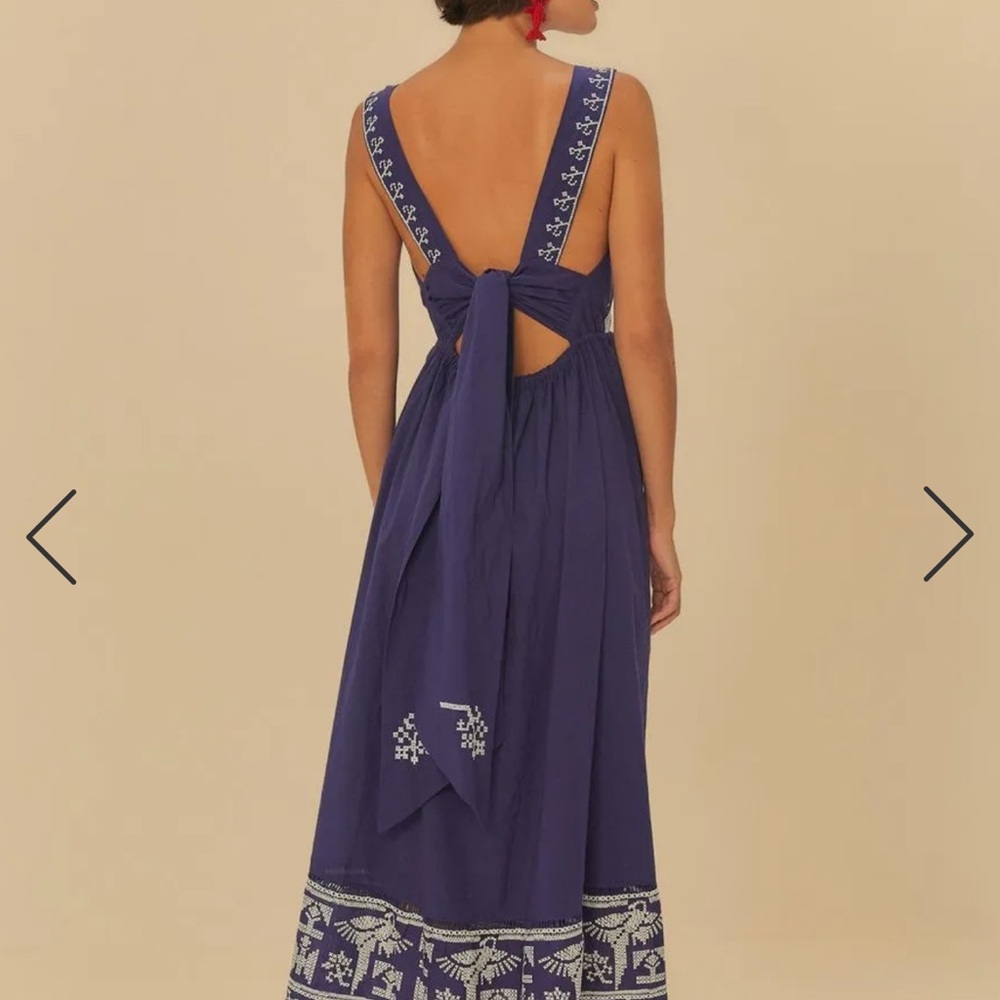FARM Rio Navy Maxi Dress with White Embroidery - Picture 2 of 5